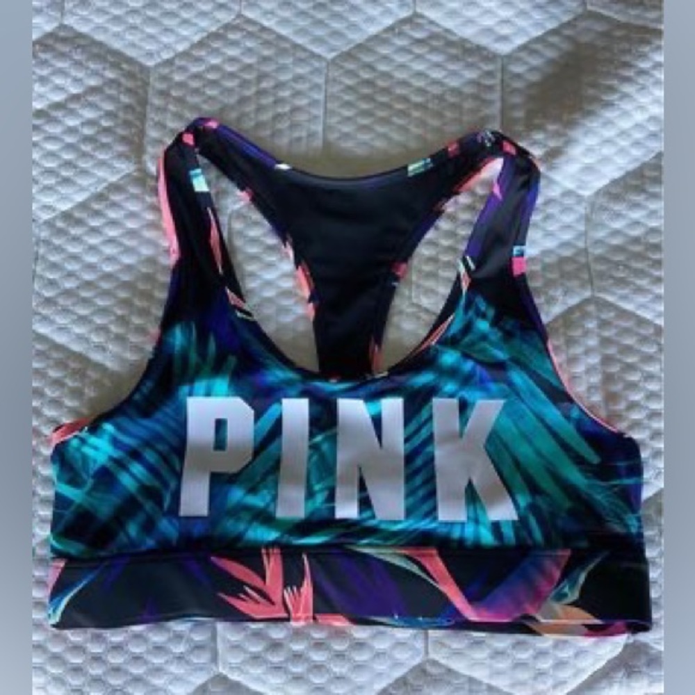 Pink sports bra. Size Large - tropical print